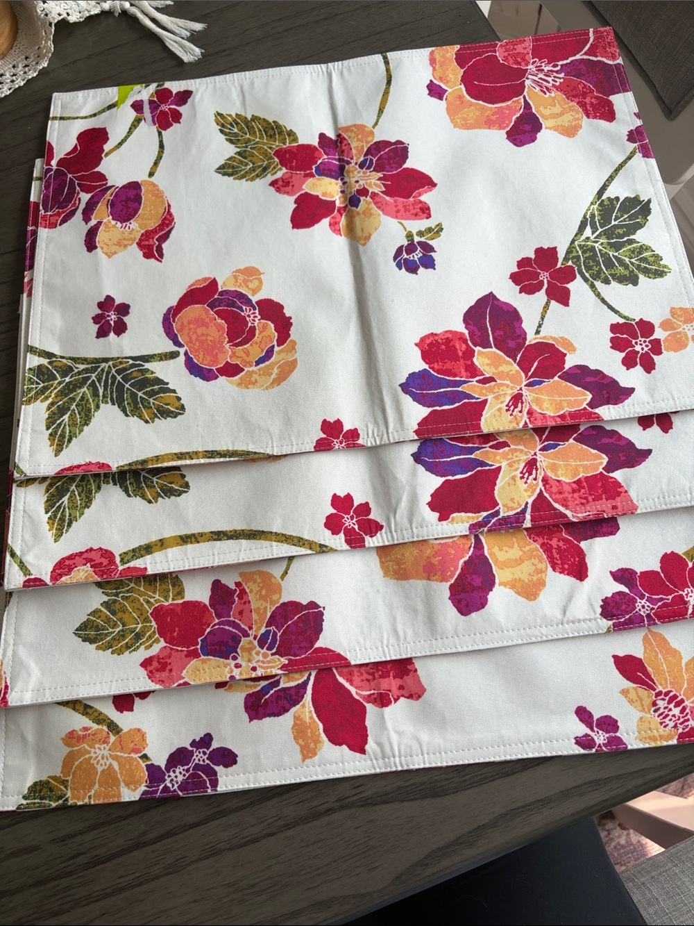 Kohl's Floral Cotton Placemats in Pink, Orange & Green